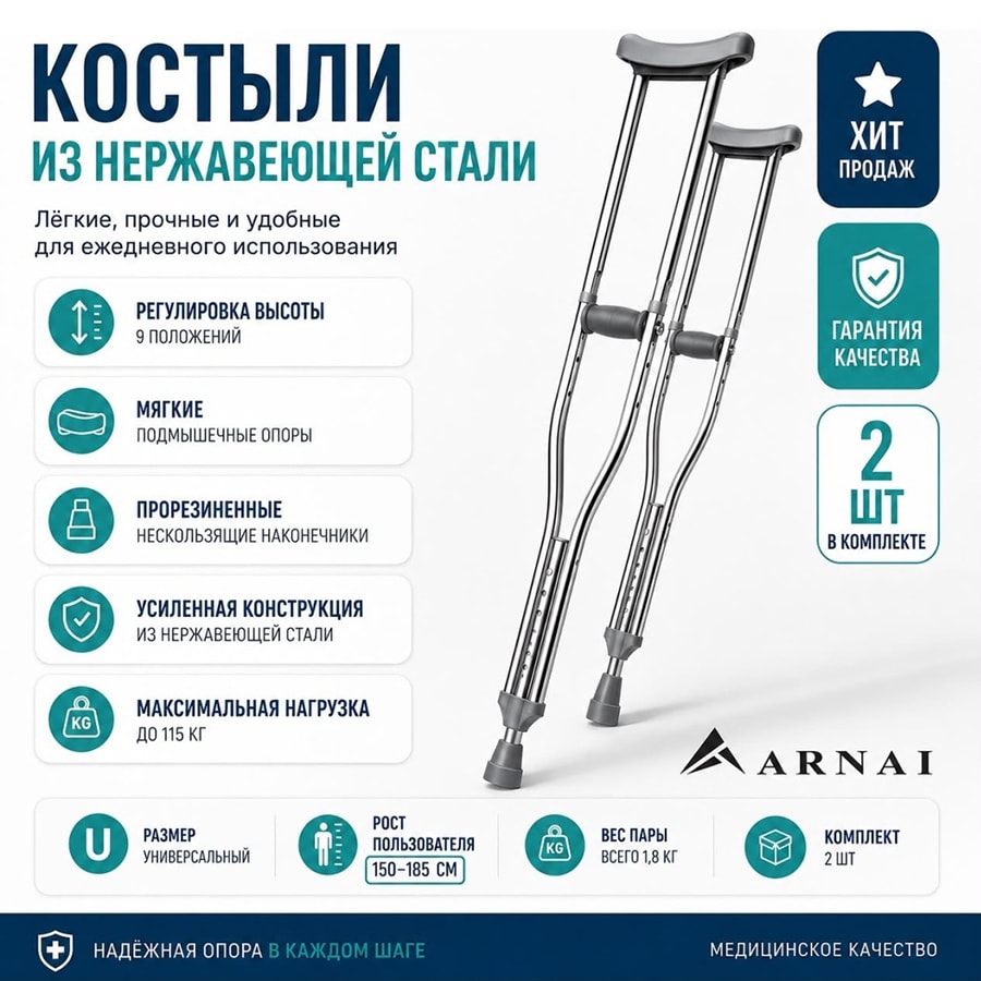Костыли серые универсальные